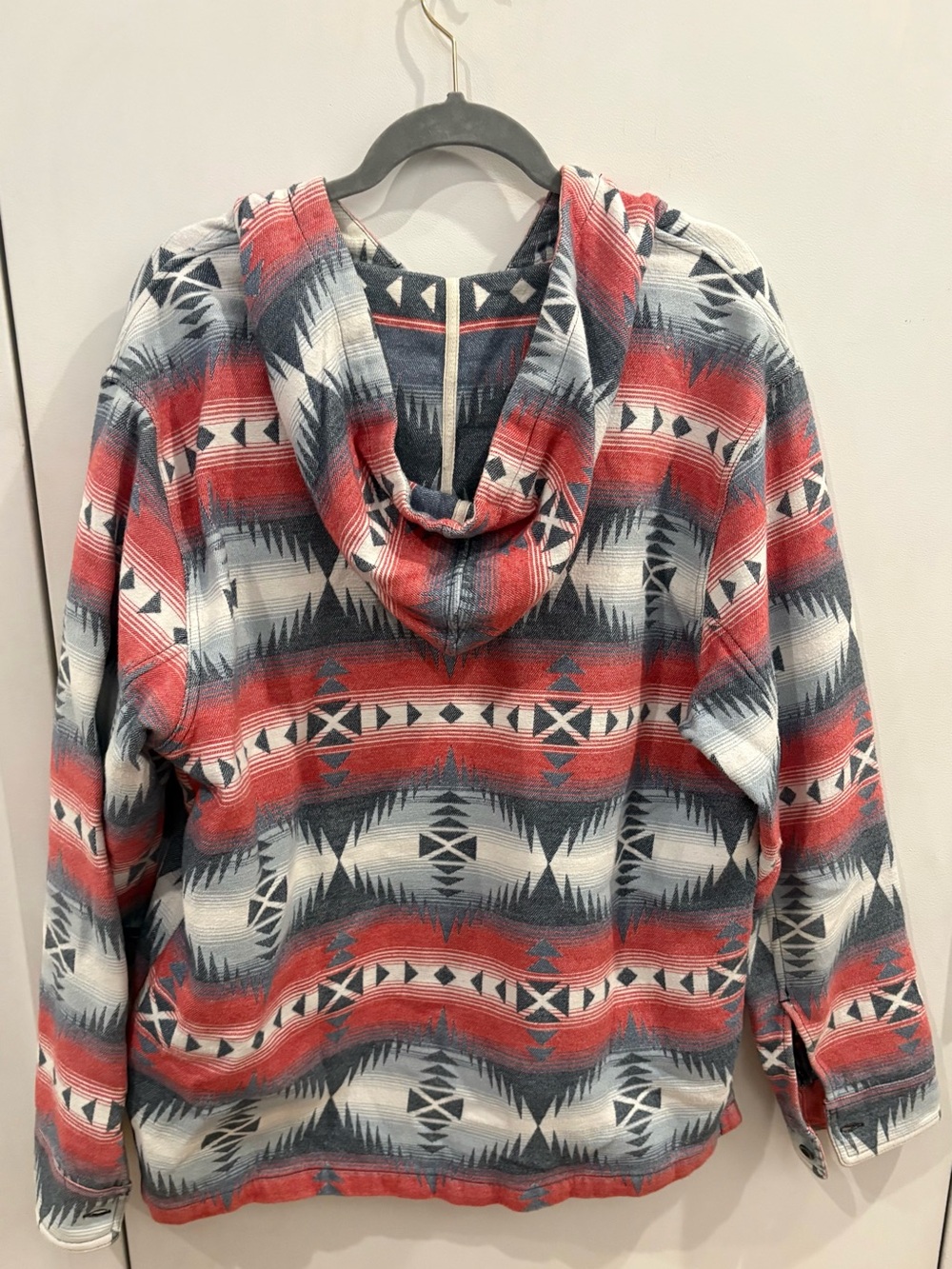 Faherty Red, Navy & Cream Southwestern Hoodie - Picture 5 of 6